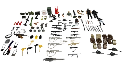 Vintage GI Joe ARAH Weapons & Accessories Lot Backpacks Helmets Missiles 126 pcs