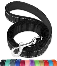 6FT Reflective Dog Leash with Soft Padded Handle 3/4 Inch Wide Black