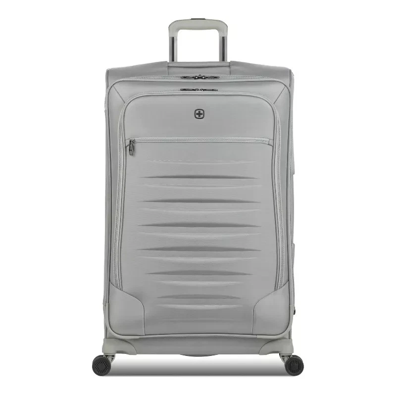 SWISS GEAR CHECKLITE SOFTSIDE CHECKED SUITCASE TEAR-RESISTANT 8 WHEELS - GRAY - Image 3 of 4