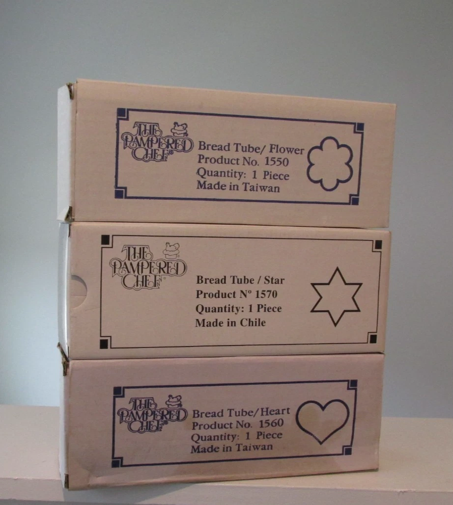 Set of 3 - Pampered Chef Bread Tubes Heart #1560, Flower #1550 & Star #1570
