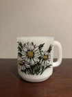 Vintage Glasbake USA Daisy Graphic With Quote Coffee Mug Milk Glass Retro MCM 👀