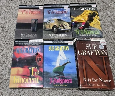 6 Random House Audio Cassette Books Sue Grafton F,G,H,I,J & N Read By Judy Kaye - Image 1 of 4