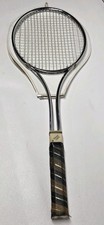 Tensor 1400 Steel Tennis Racquet with White Leather Racket Cover USLTA Vintage