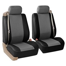 Front Set Faux Leather Car Seat Covers for Low Back Seat with Gray/Black