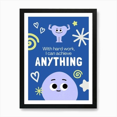 Mit harter Arbeit kann ich alles erreichen gerahmtes Wandbild Poster Leinwanddruck Bild