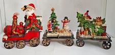 Transpac Holiday Train Set 6.5 x 3 x 14.5 inches 