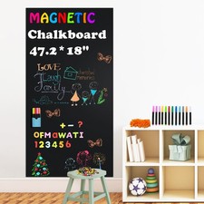 Magnetic Chalkboard for Wall, 47.2" x 18" -Adhesive Magnet Wall with 79 Magne...