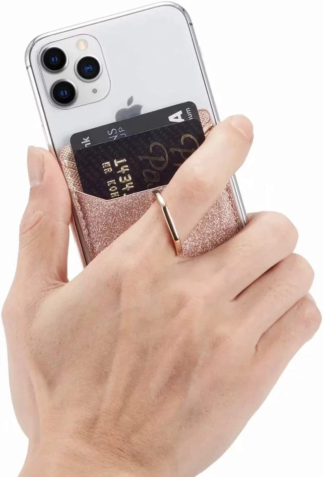 2xPhone карты держатель с кольцо захват для задней части телефона клейкая карта бумажник карман - Изображение 4 из 4