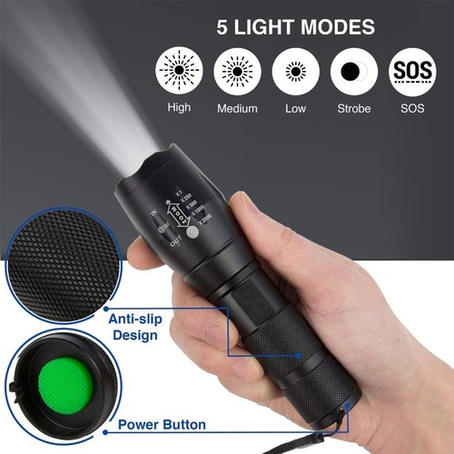 New Super Bright Shadowhawk LED Torch Flashlight Rechargeable Light Lamp AUS - Picture 5 of 7