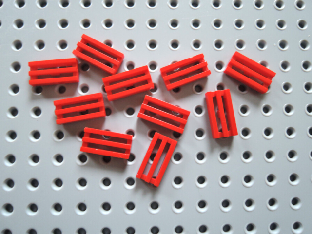 Lego 10 x Gitterfliese Fliese 2412b rot 1x2