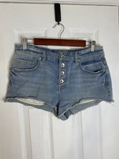Free People Shorts Womens Blue Denim Distressed Cut Off Jean Size 28