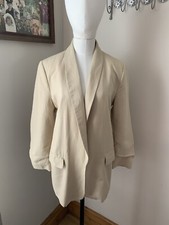 Hallhuber Linen Mix Suit Jacket Slouchy Cream 12