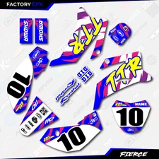 Retro Blue Yellow Fierce Racing Graphics Kit fits 08-25 YAMAHA TTR110 TTR 110