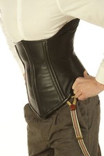 Men's Leather Corset Tight Lacing Steel Boned Posture support 1224