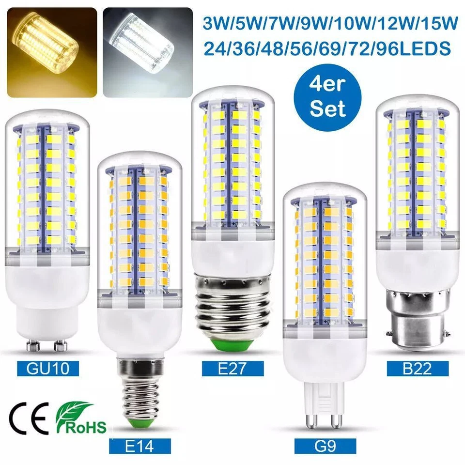 4/8x GU10 LED Birnen Mais Licht Leuchtmittel Glühbirne 5730SMD Warm/Kalt Weiß - Bild 2 von 4