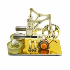 DIY Double Cylinders Hot Air Stirling Engine Generator Motor Steam Power Model