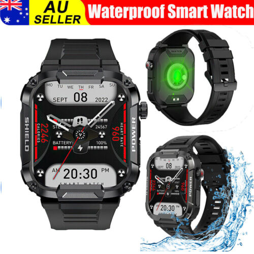 Indestructible Smart Call watch Rugged Tactical Smartwatch Heart Rate Waterproof - Picture 1 of 14
