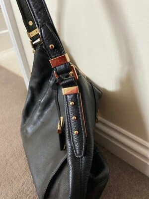 Michael Kors Black Saffiano Leather Jet Set Chain Shoulder Tote Bag.