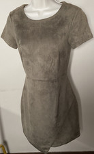 Aqua Dress Womens Small Brown Suede Solid  Wiggle Career Zip Back  Vintage