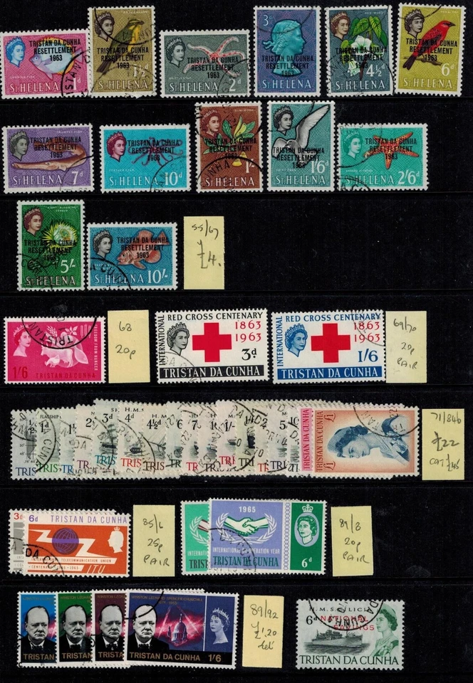 Tristan da Cunha Used Q E II Collection of 322 Stamps & Souvenir Sheet - Image 2 of 4