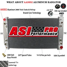 4 Rows Aluminum Radiator fit 1988-99 Chevy GMC C/K 1500 2500 3500 Pickup V8 5.7L
