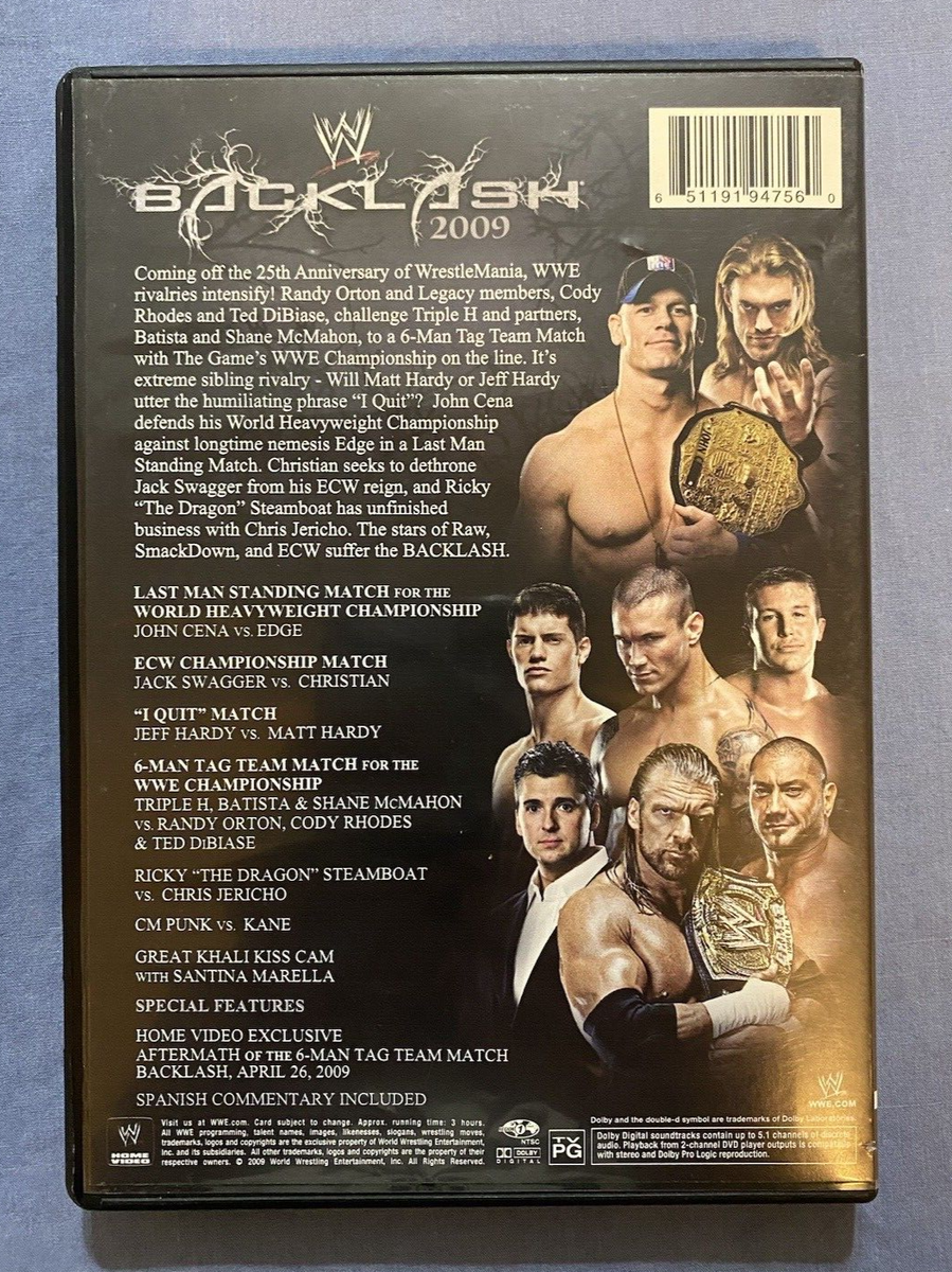 WWE: Backlash 2009 (DVD, 2009) Cena Edge Triple H Batista