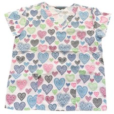 Womens microfiber touch medical scrub Colorful embroidery hearts XL