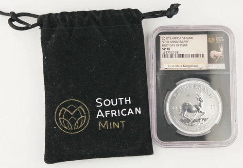 South Africa 2017 Krugerrand 50 Anniversary 1 Oz Silver Coin NGC SP70 First Day