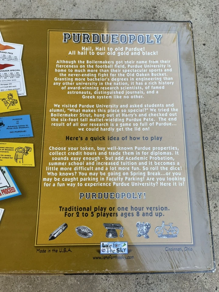 Purdueopoly By Late For The Sky Monopoly Styled Game New Sealed - Image 3 of 4