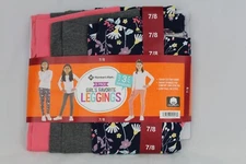 Members Mark 3pack Girls Favorite Leggings 7/8 Unicorn Print, Grey, Rose Sand