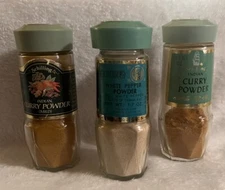 Lot Of 3 Schilling Vintage Spices Curry Powder White Pepper Powder 1970s Etc.