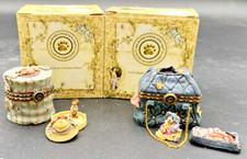 (2) BOYDS BEARS TRINKET BOXES CHANEL'S HAT BOX & MARY LOU'S BOTTOMLESS PURSE