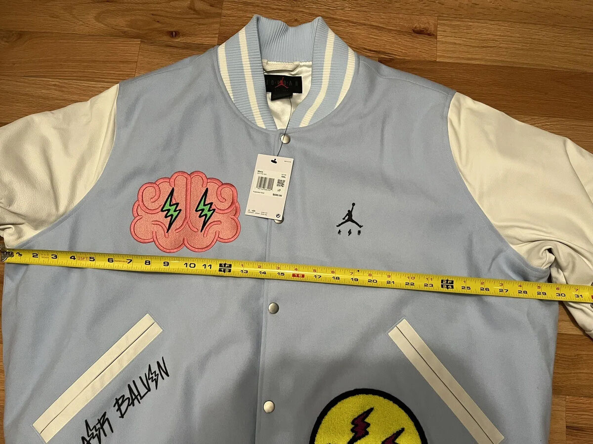 Jordan x J Balvin Varsity Jacket Leather Sleeve Snap Men Jordan x J Balvin Varsity Jacket Leather Sleeve Snap Men