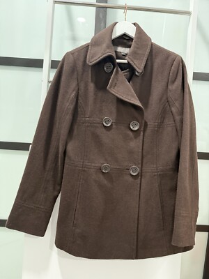 Kenneth Cole Reaction Women’s Wool Blend Brown Pea Coat Size 12