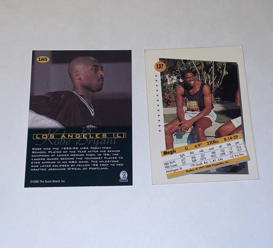 1996 Score Board Kobe Bryant #185 ROOKIE CARD & MAGIC #137. 2 ALL