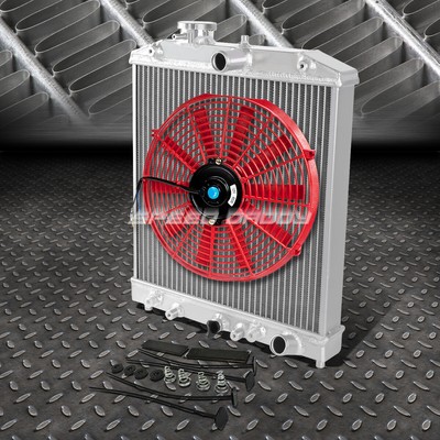 3-ROW ALUMINUM RADIATOR+1X 10''FAN RED FOR 92-00 HONDA CIVIC EG/DEL SOL/INTEGRA