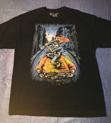 Rockabilly 2k2bt Skeleton Rockstar Graphic T Shirt Sz.XL Made In