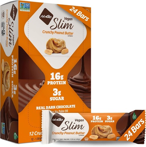 16g Vegan Protein Bars - Keto Friendly Slim Dark Chocolate Peanut Crunch (24ct) - Picture 3 of 10
