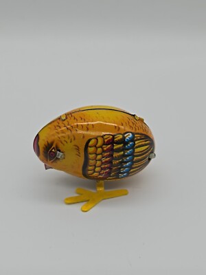 Pecking Chicken Chick Wind Up Tin Toy Motorized Working No Key 