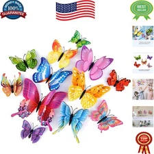 48 PCS 3D Colorful Butterfly Wall Decor with Magnets for Charming Spaces