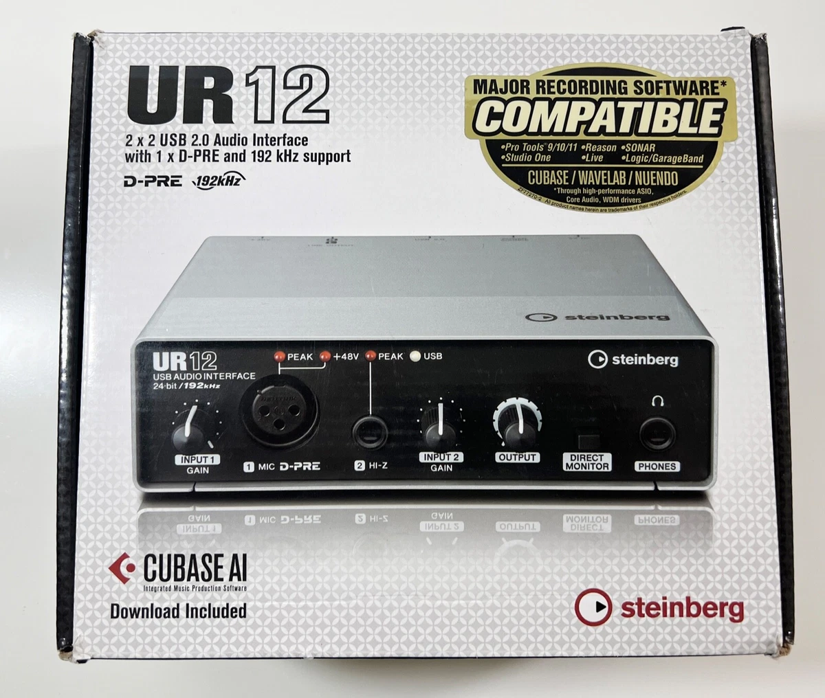 Steinberg UR12 Compact 24-bit/192 kHz 2 x 2 USB Audio Interface w/Box & Cables