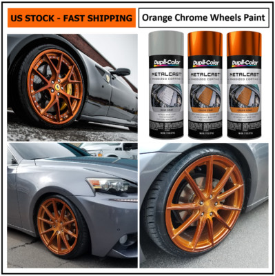 Metallic Orange Chrome Wheels Spray Paint Rim Steel Aluminum +Primer ...