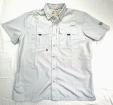 Eddie Bauer Vented Fishing Voyager Shirt Mens Large Gray Check Quick Dry Mesh