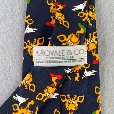 Jeffrey The Giraffe Neck Tie Royale & Co Corporate Ties Navy Blue All Over Print