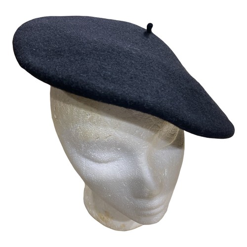 100% Wool Basque Beret-Wool-Black-1 Sz 