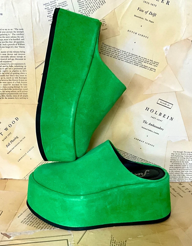 Zueco mula Free People Avery punta cerrada plataforma cuña gamuza verde 36/6 NUEVO Foto 2 de 4