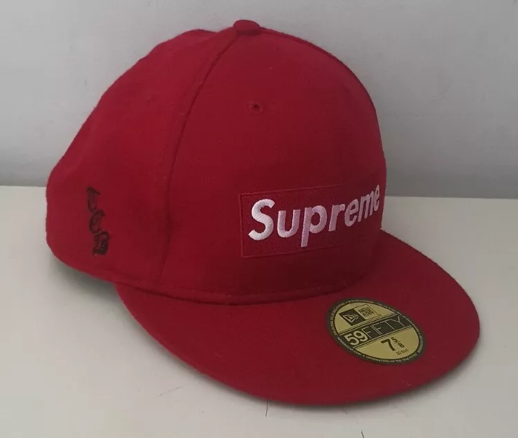 Chapeau laine rouge logo FW11 Supreme Loro Piana Box New Era taille 7 5/8 vintage 2011