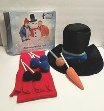Winter Snow Fun Create a Snowman Kit 9 pieces Hat Scarf Carrot Nose Eyes