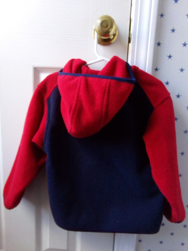 FLAW Vintage RALPH LAUREN Pile Rosso Blu Color Block Felpa con Cappuccio Full Zip Giacca 3T Ragazzi - Foto 17 di 24