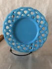 Vintage Westmoreland Blue Milk Glass Forget-Me-Not Plate
